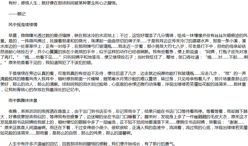 2020年中考滿分作文說明文參考范文：那時，我淚流滿面